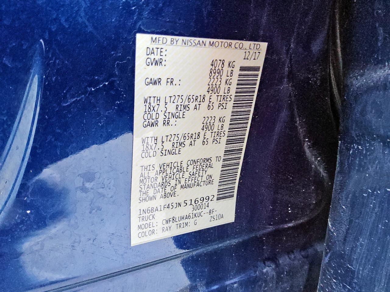 2018 Nissan Titan Xd Sl VIN: 1N6BA1F45JN516992 Lot: 71124105