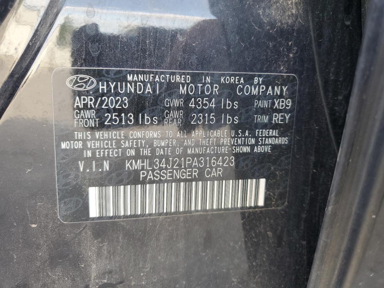 2023 Hyundai Sonata Limited VIN: KMHL34J21PA316423 Lot: 81676585