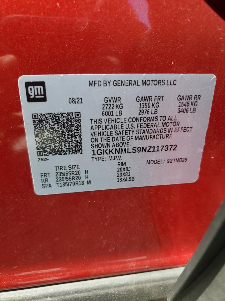 2022 GMC Acadia Slt VIN: 1GKKNMLS9NZ117372 Lot: 71966835