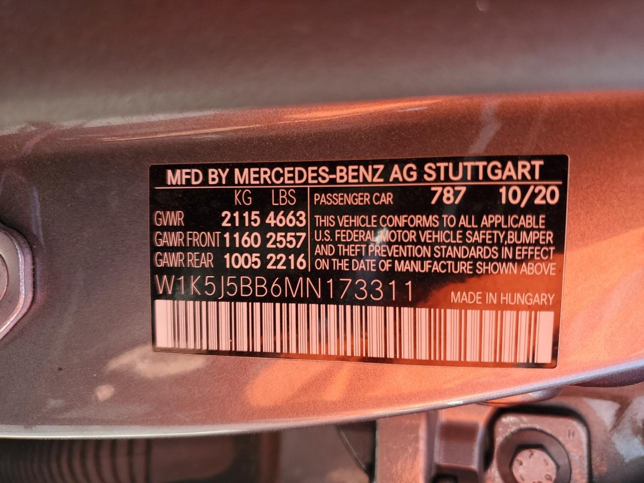 2021 Mercedes-Benz Cla Amg 35 4Matic VIN: W1K5J5BB6MN173311 Lot: 81140905