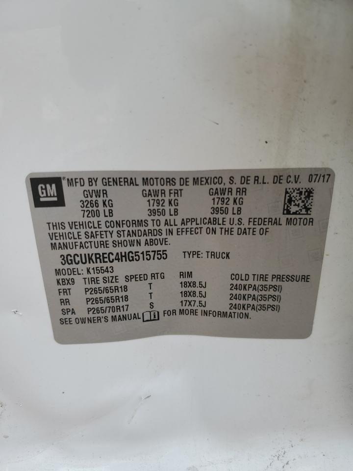 2017 Chevrolet Silverado K1500 Lt VIN: 3GCUKREC4HG515755 Lot: 71129785