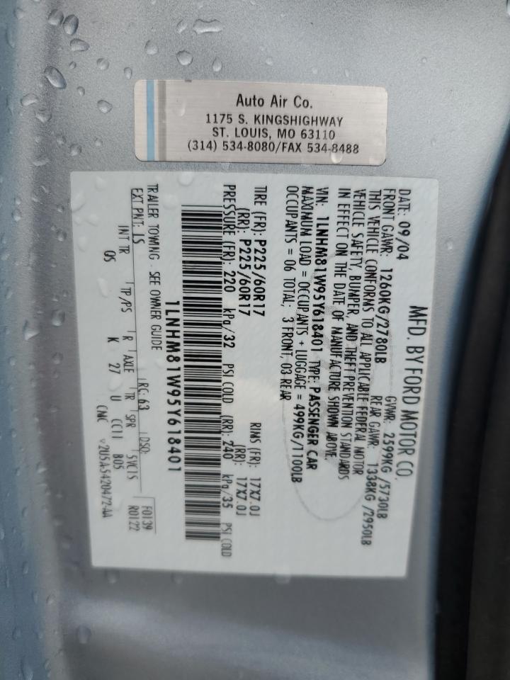 2005 Lincoln Town Car Signature VIN: 1LNHM81W95Y618401 Lot: 82116775