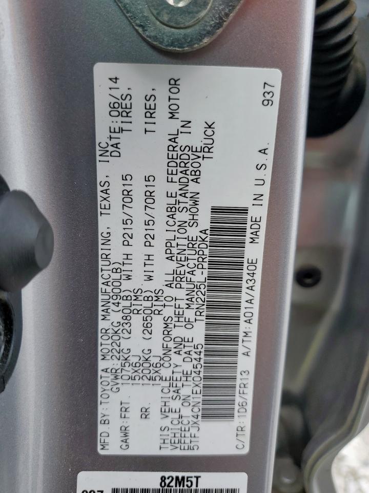 2014 Toyota Tacoma Double Cab VIN: 5TFJX4CN1EX045445 Lot: 80305635