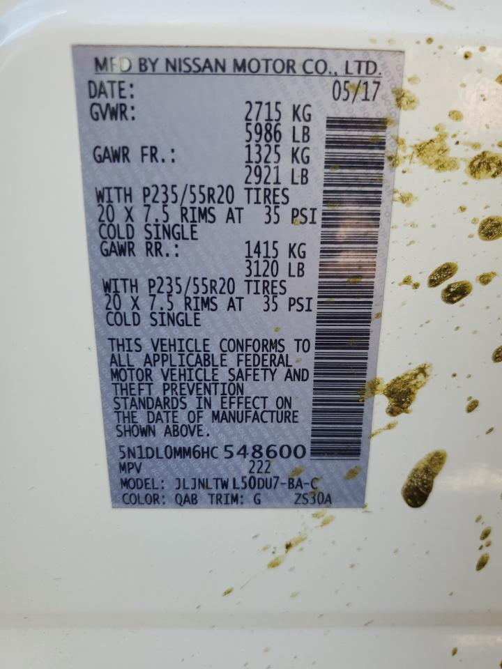 2017 Infiniti Qx60 VIN: 5N1DL0MM6HC548600 Lot: 81853805