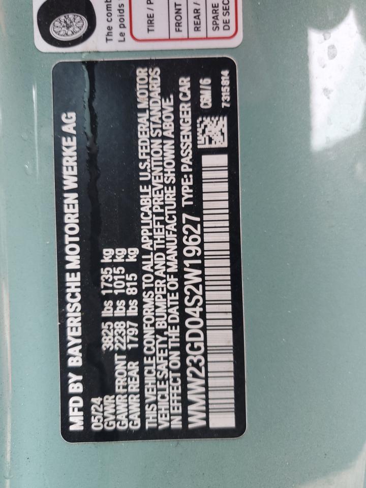 2025 Mini Cooper S VIN: WMW23GD04S2W19627 Lot: 80315815