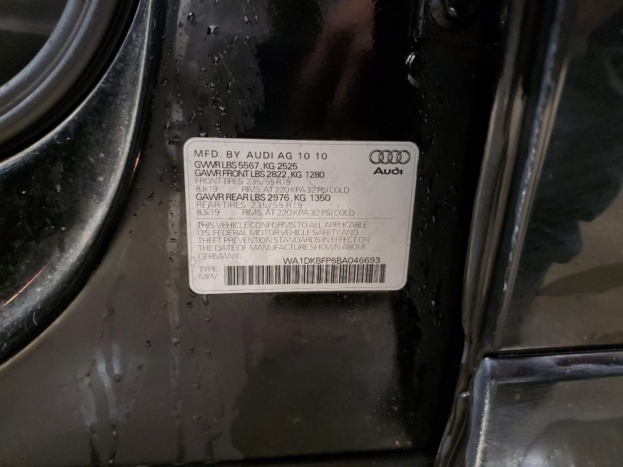 2011 Audi Q5 Premium Plus VIN: WA1DKBFP6BA046693 Lot: 70666875