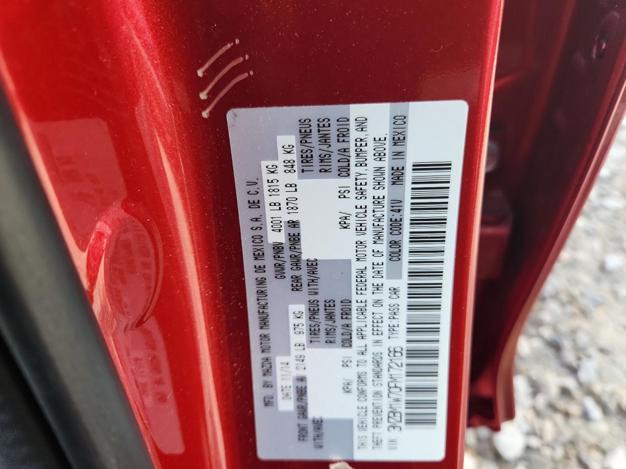 2015 Mazda 3 Grand Touring VIN: 3MZBM1W70FM172166 Lot: 81475305