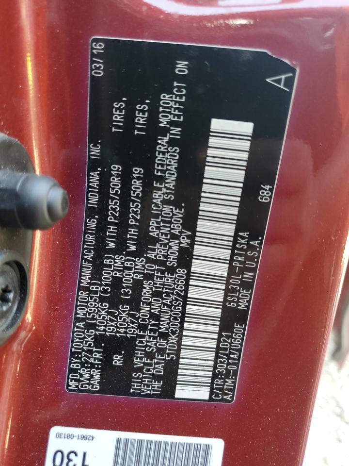 2016 Toyota Sienna Se VIN: 5TDXK3DC0GS726608 Lot: 81816605