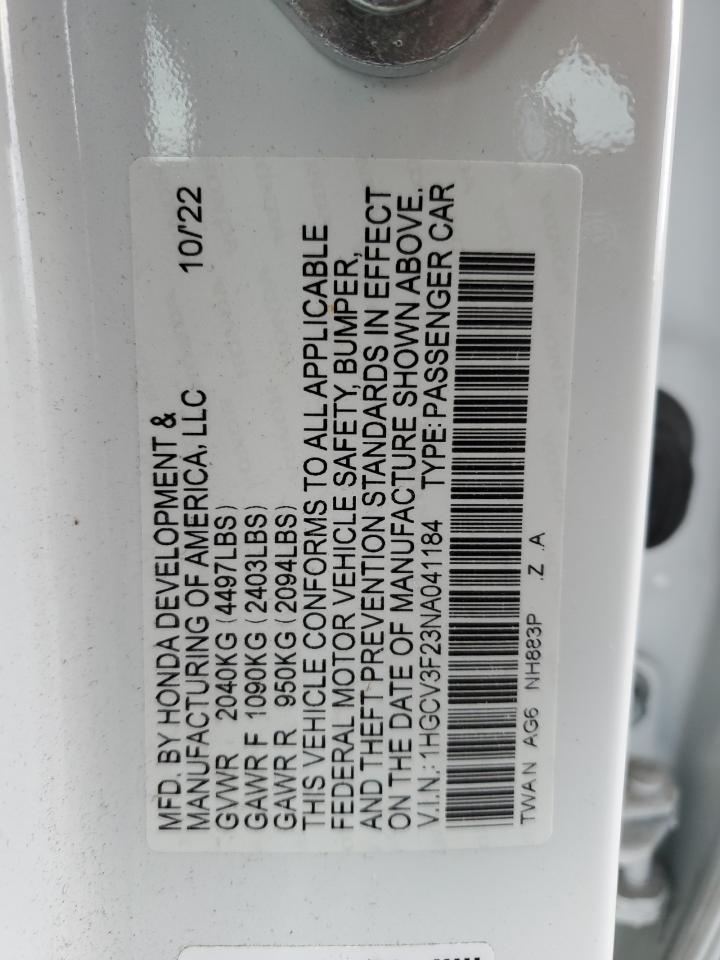 2022 Honda Accord Hybrid Sport VIN: 1HGCV3F23NA041184 Lot: 81733425