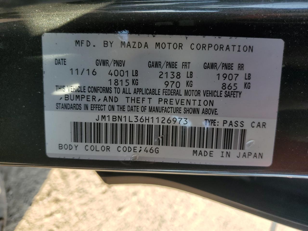 2017 Mazda 3 Touring VIN: JM1BN1L36H1126973 Lot: 71851135