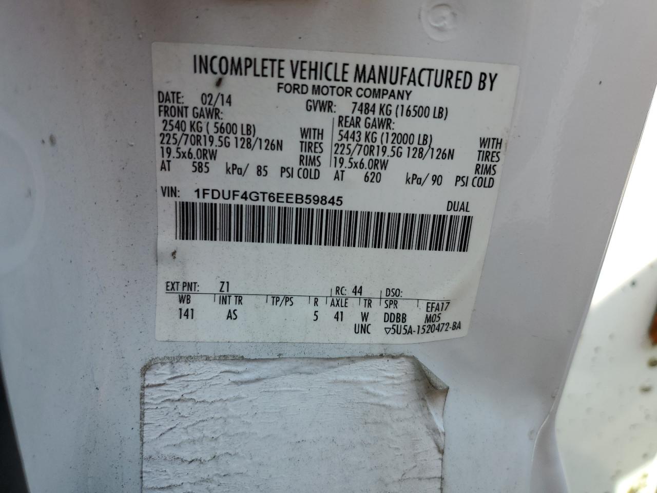 2014 Ford F450 Super Duty VIN: 1FDUF4GT6EEB59845 Lot: 71870715