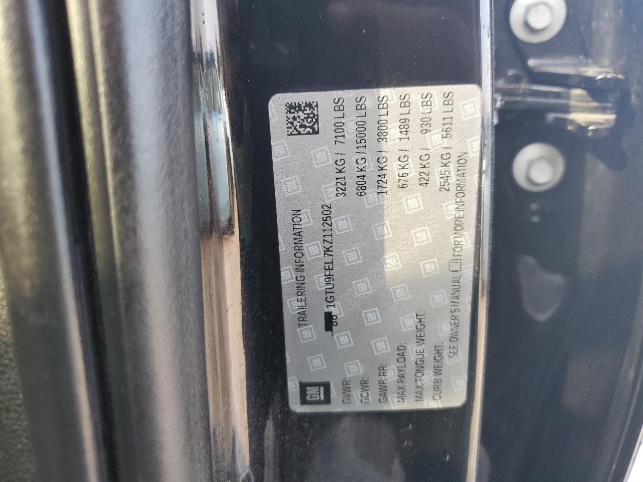 2019 GMC Sierra K1500 Denali VIN: 1GTU9FEL7KZ112502 Lot: 80923895