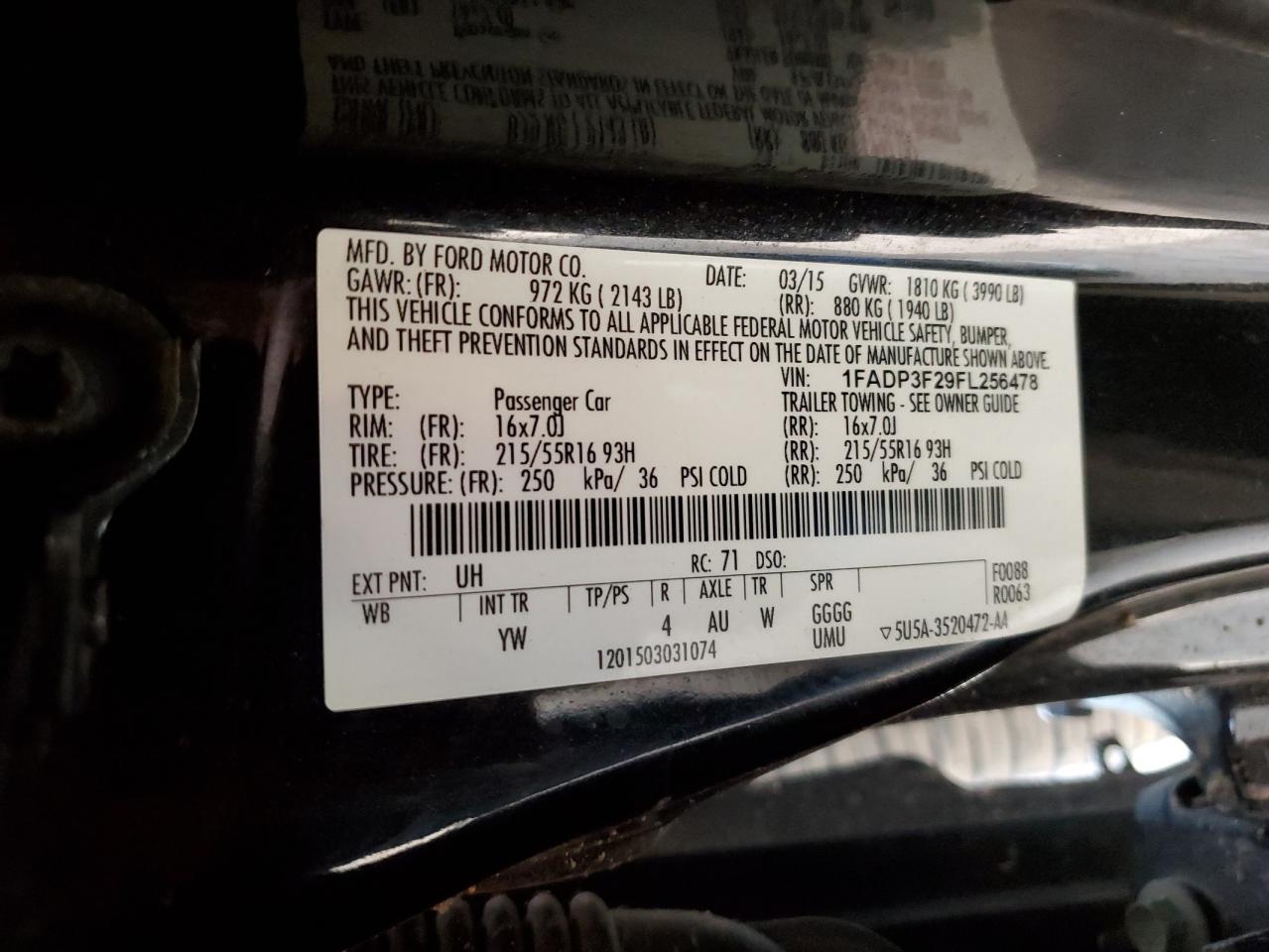 2015 Ford Focus Se VIN: 1FADP3F29FL256478 Lot: 81149095