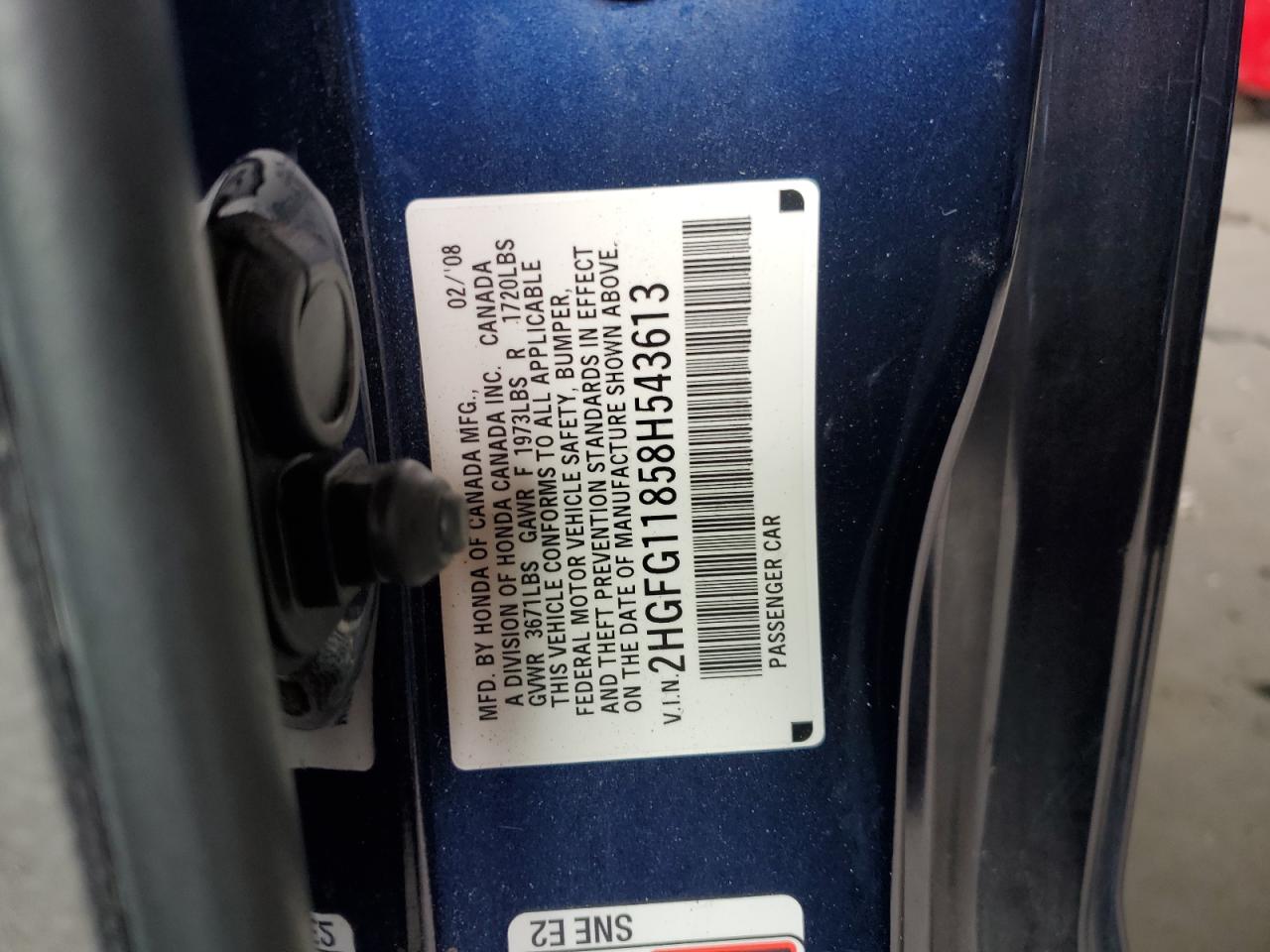 2008 Honda Civic Ex VIN: 2HGFG11858H543613 Lot: 81736325