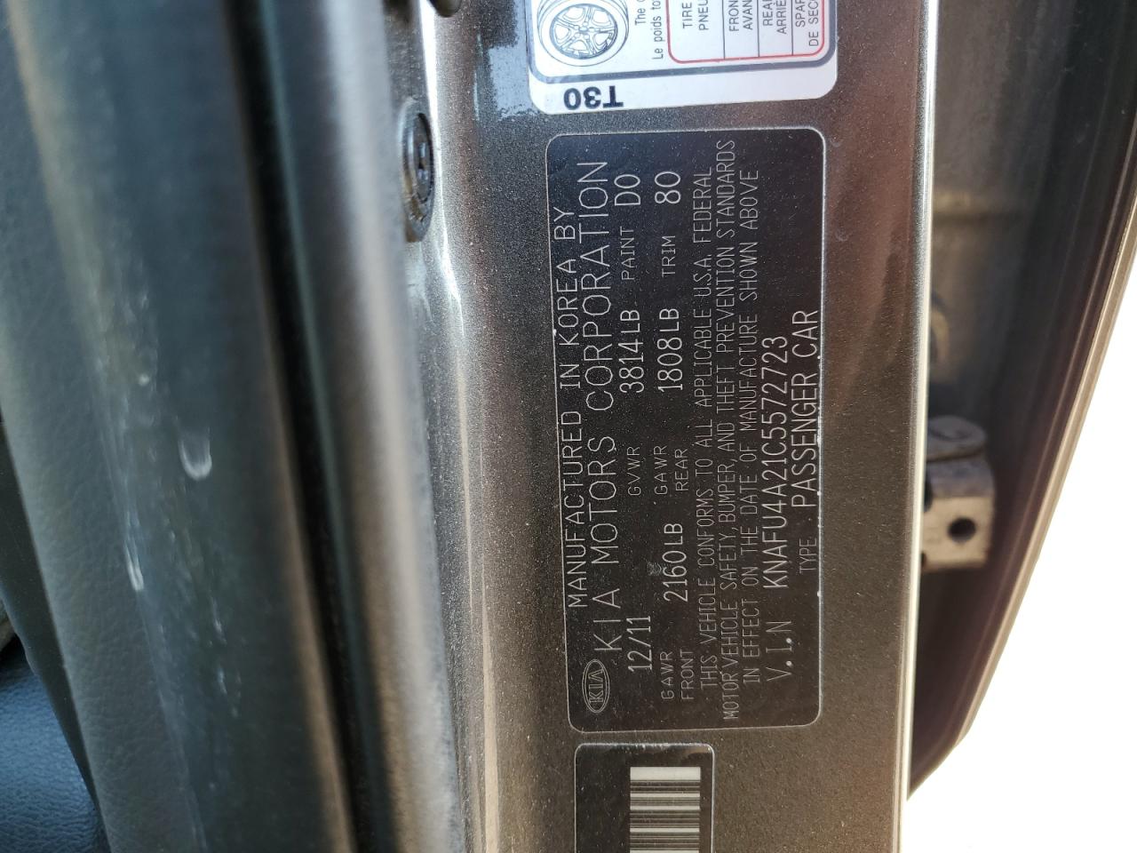 2012 Kia Forte Ex VIN: KNAFU4A21C5572723 Lot: 80539325