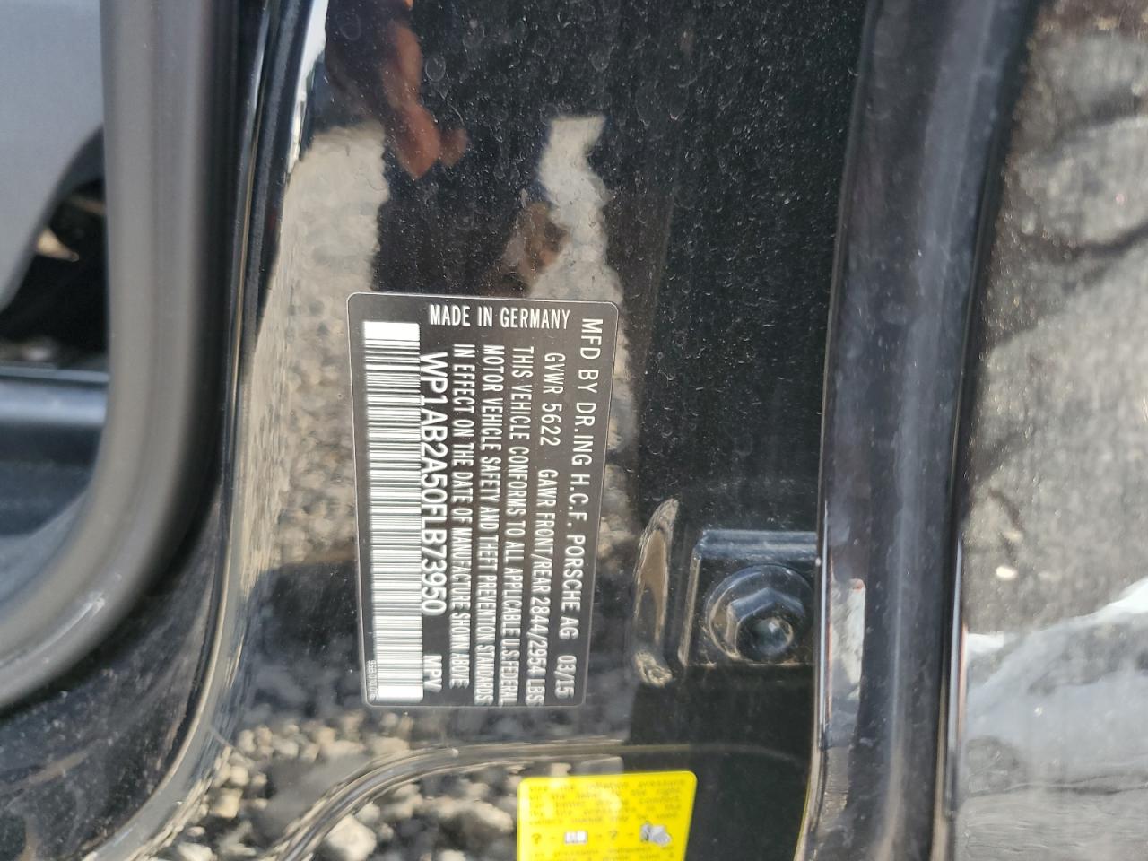 2015 Porsche Macan S VIN: WP1AB2A50FLB73950 Lot: 82040515