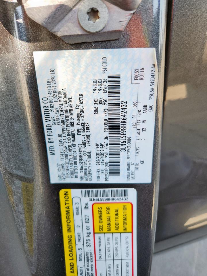 2017 Lincoln Mkz Reserve VIN: 3LN6L5E98HR642432 Lot: 84270295
