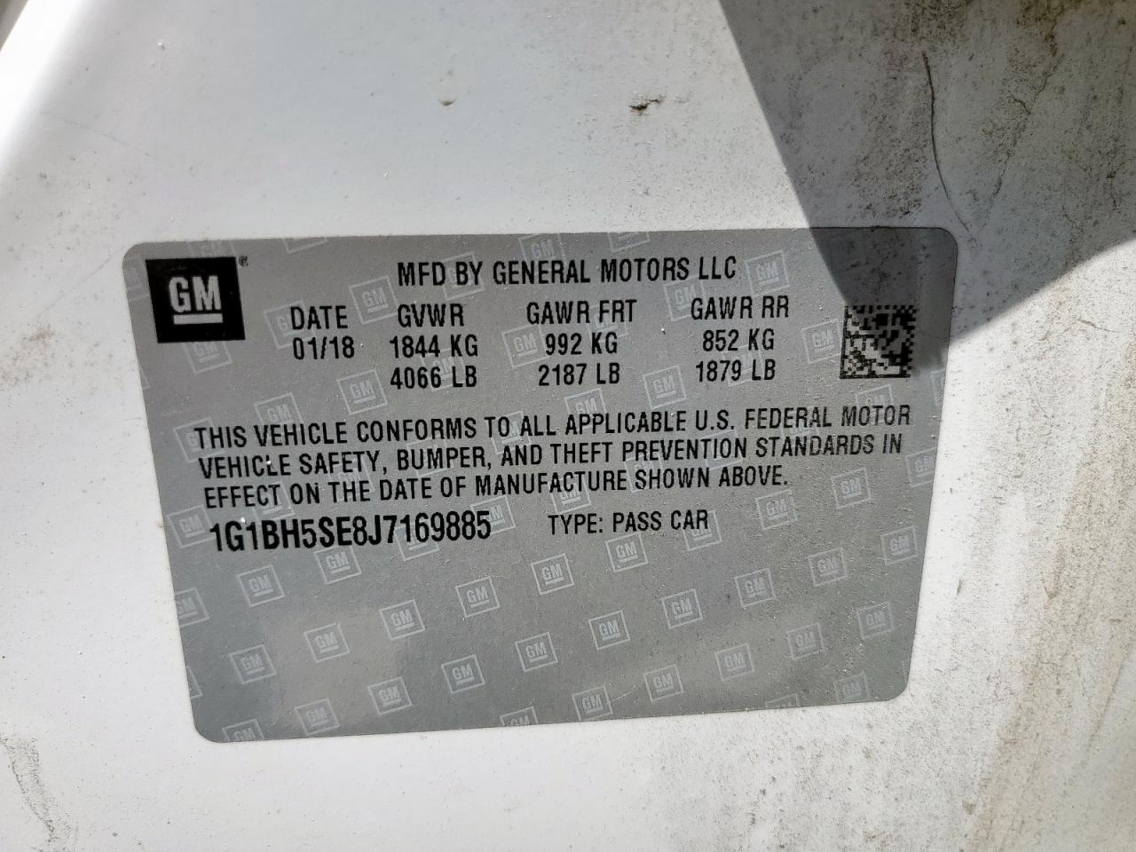 2018 Chevrolet Cruze Lt VIN: 1G1BH5SE8J7169885 Lot: 84008585