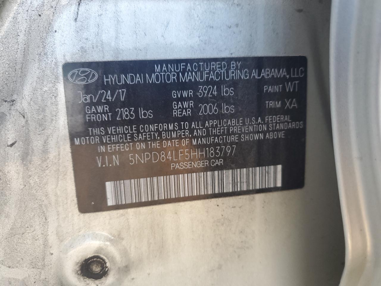 2017 Hyundai Elantra Se VIN: 5NPD84LF5HH183797 Lot: 81714375