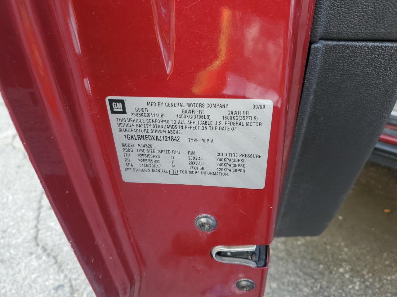 2010 GMC Acadia Slt-2 VIN: 1GKLRNEDXAJ121842 Lot: 80833325