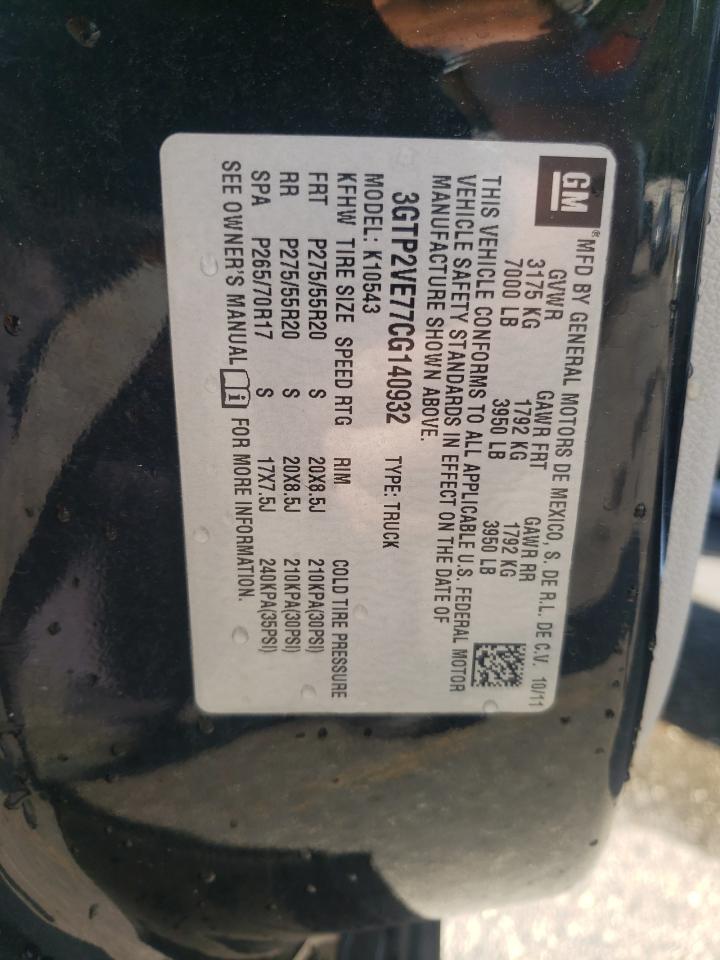 2012 GMC Sierra K1500 Sle VIN: 3GTP2VE77CG140932 Lot: 80497735