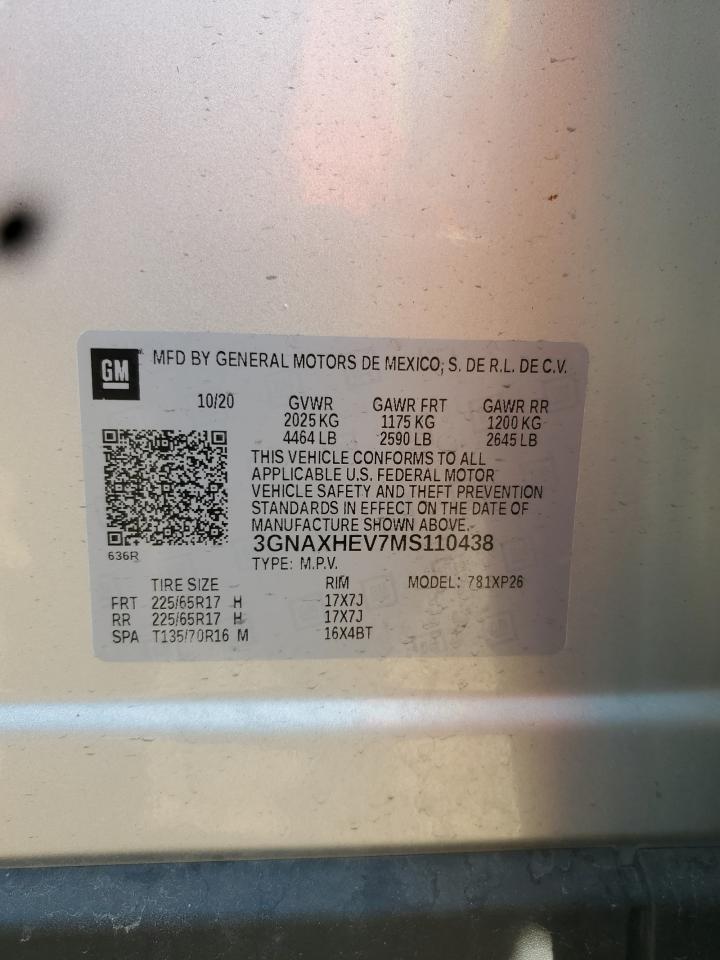 2021 Chevrolet Equinox Ls VIN: 3GNAXHEV7MS110438 Lot: 80108655