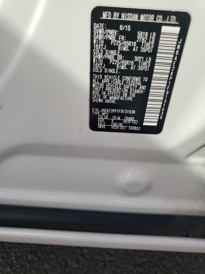 2015 Nissan Quest S VIN: JN8AE2KP1F9131538 Lot: 84800395