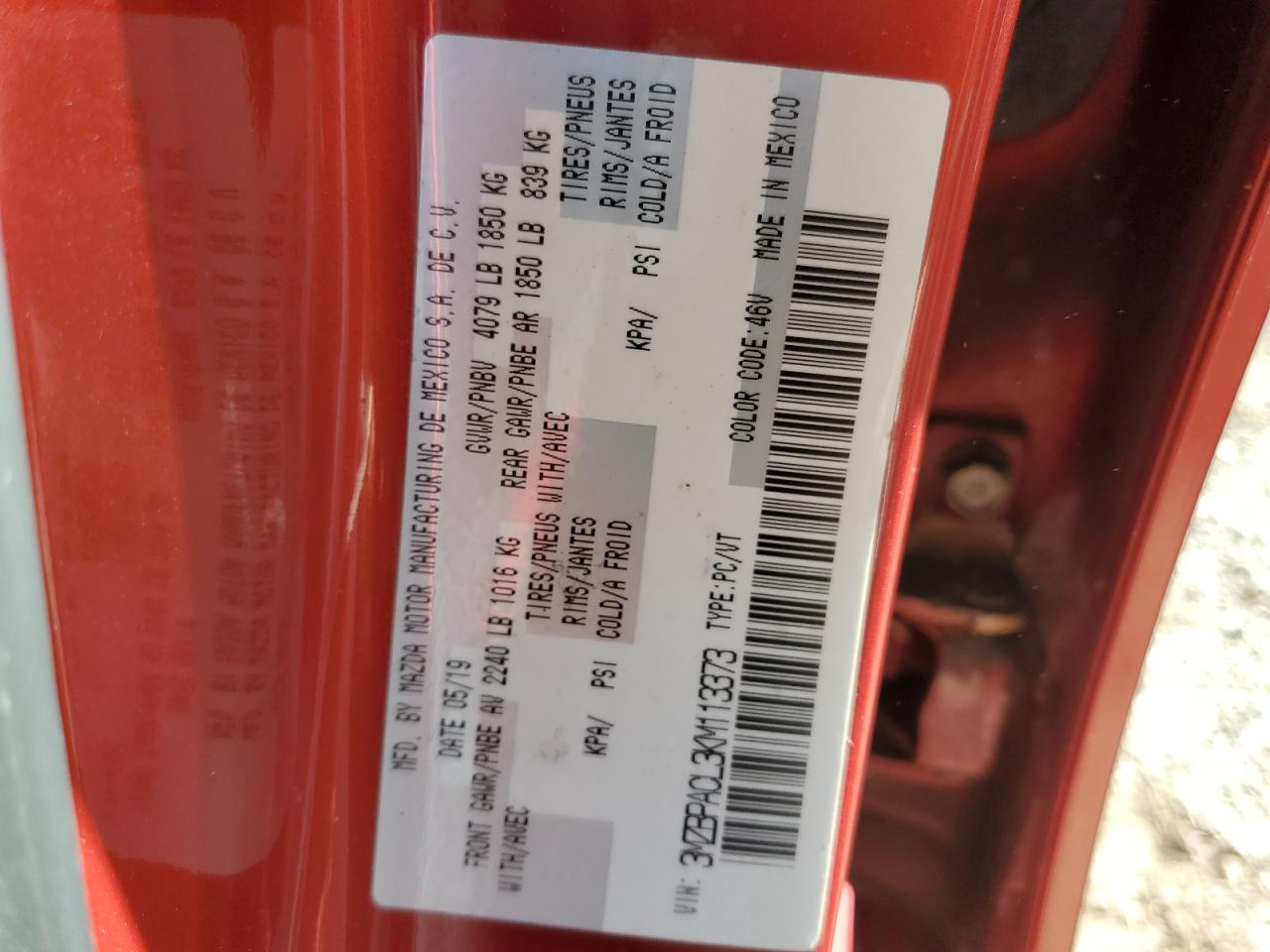 2019 Mazda 3 Preferred Plus VIN: 3MZBPACL3KM113373 Lot: 84623255