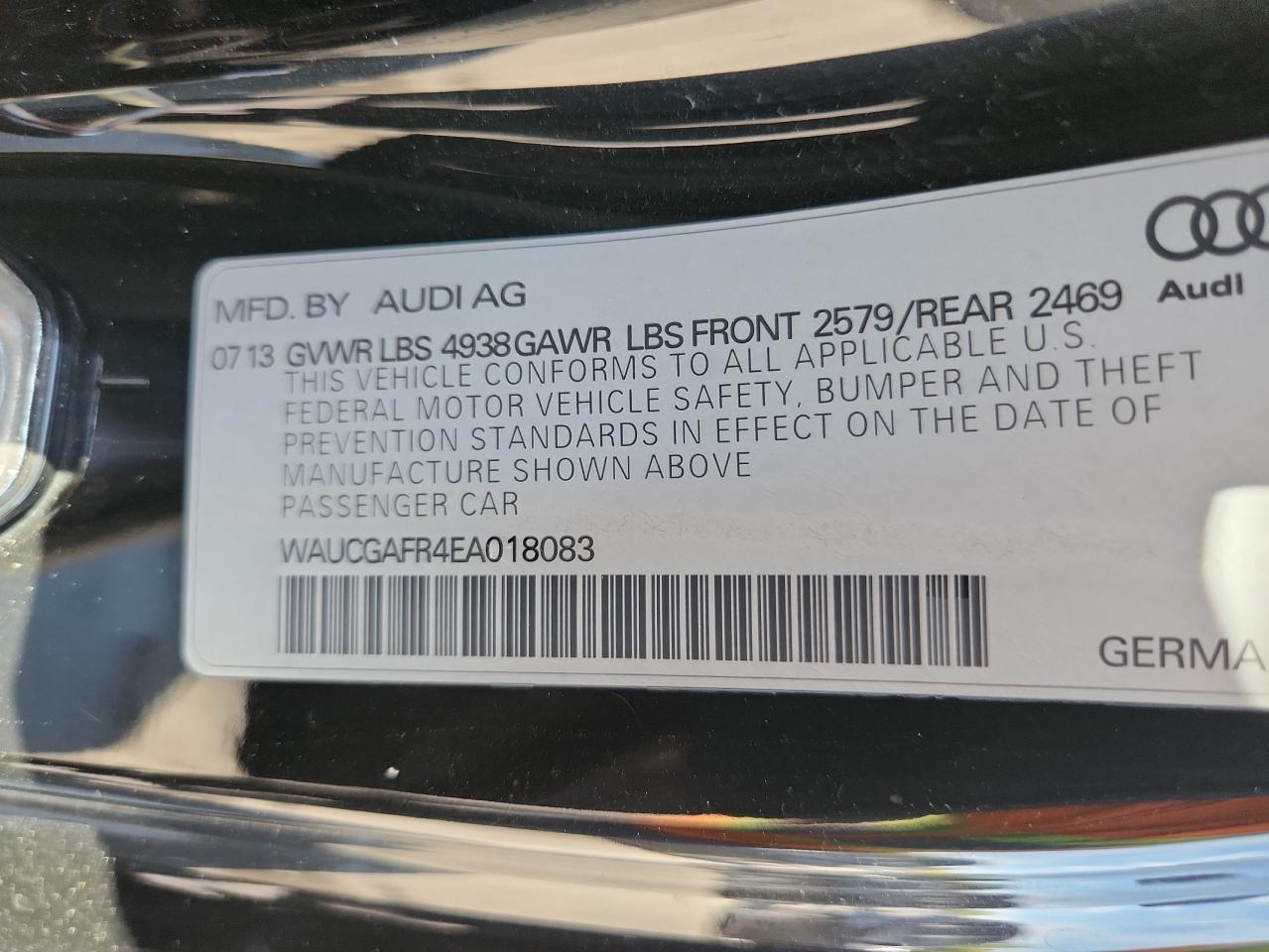 2014 Audi S5 Premium Plus VIN: WAUCGAFR4EA018083 Lot: 83751225
