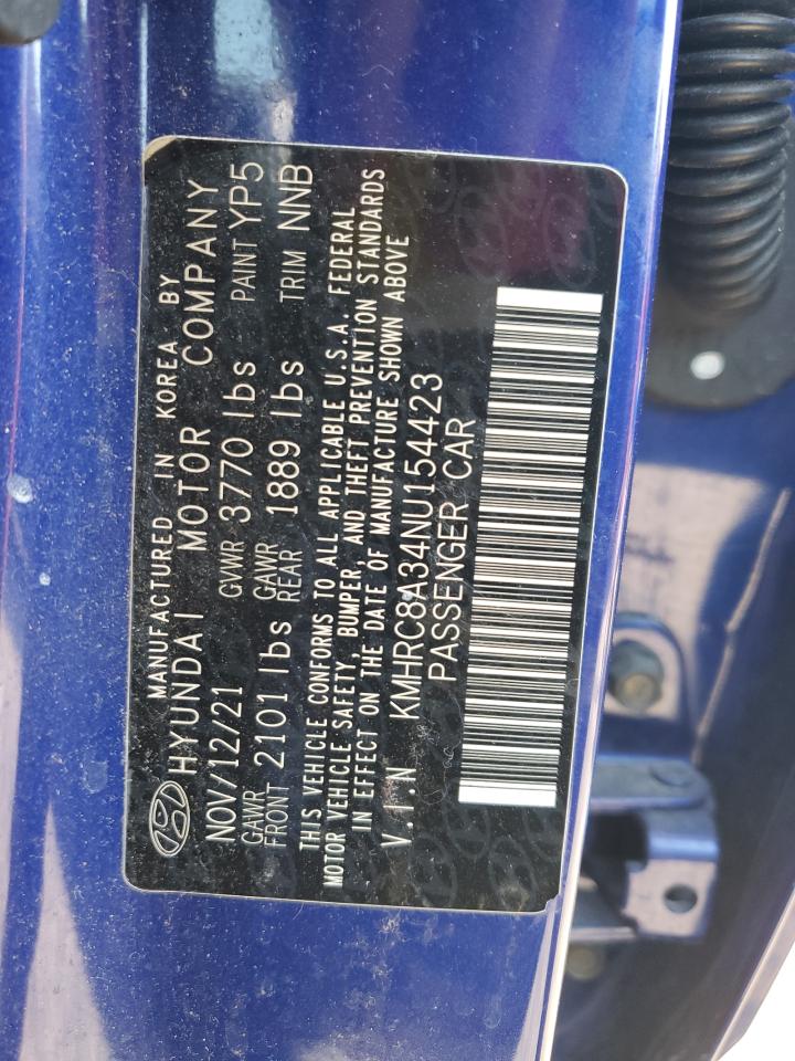 2022 Hyundai Venue Sel VIN: KMHRC8A34NU154423 Lot: 81389615