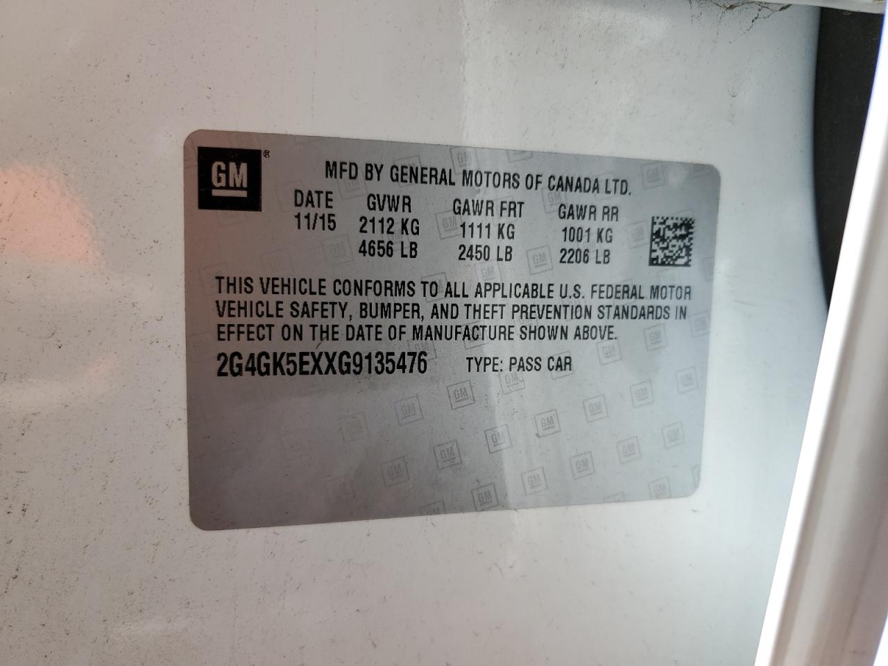 2016 Buick Regal VIN: 2G4GK5EXXG9135476 Lot: 81887385