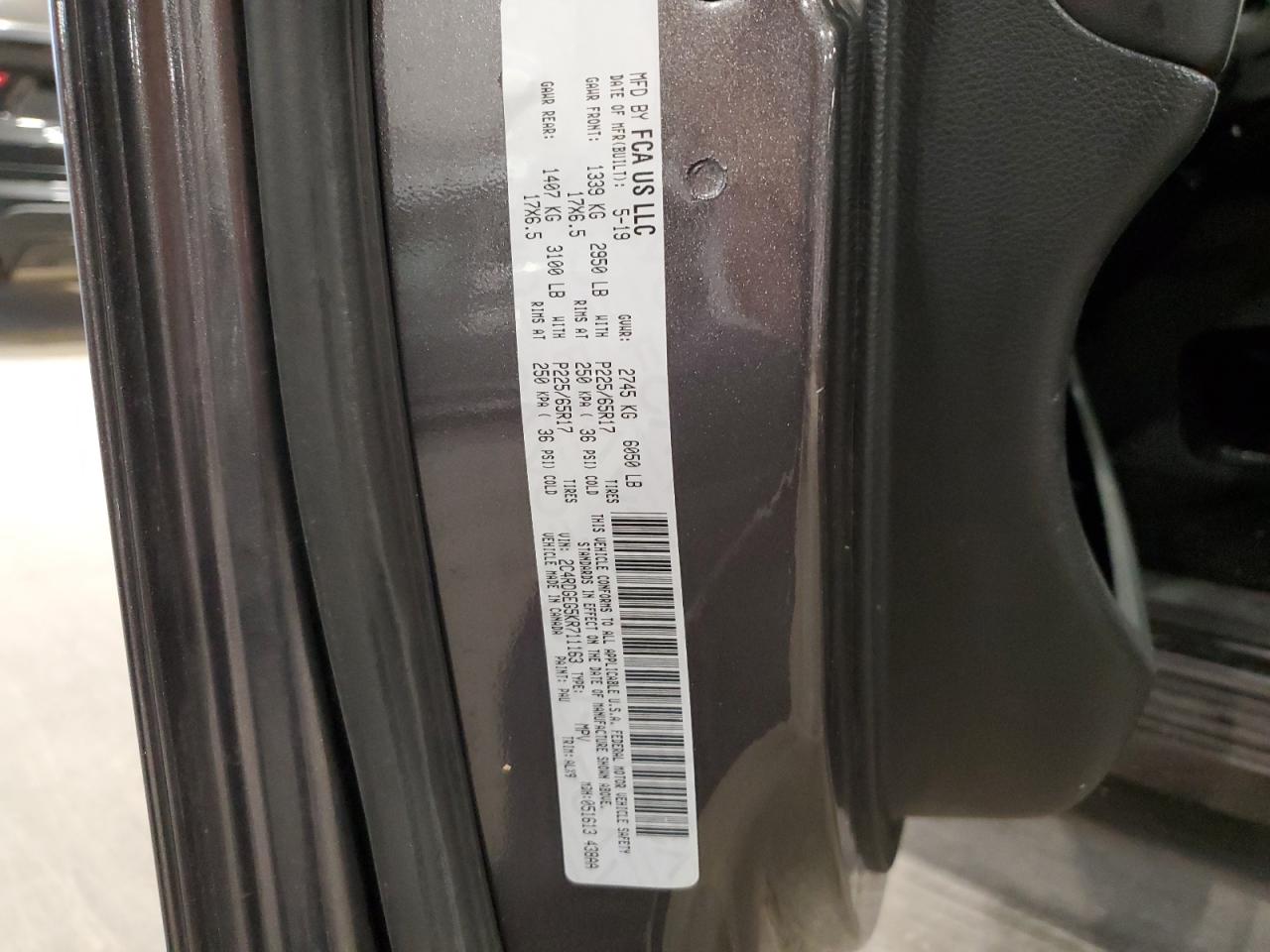 2019 Dodge Grand Caravan Gt VIN: 2C4RDGEG5KR711163 Lot: 80401685