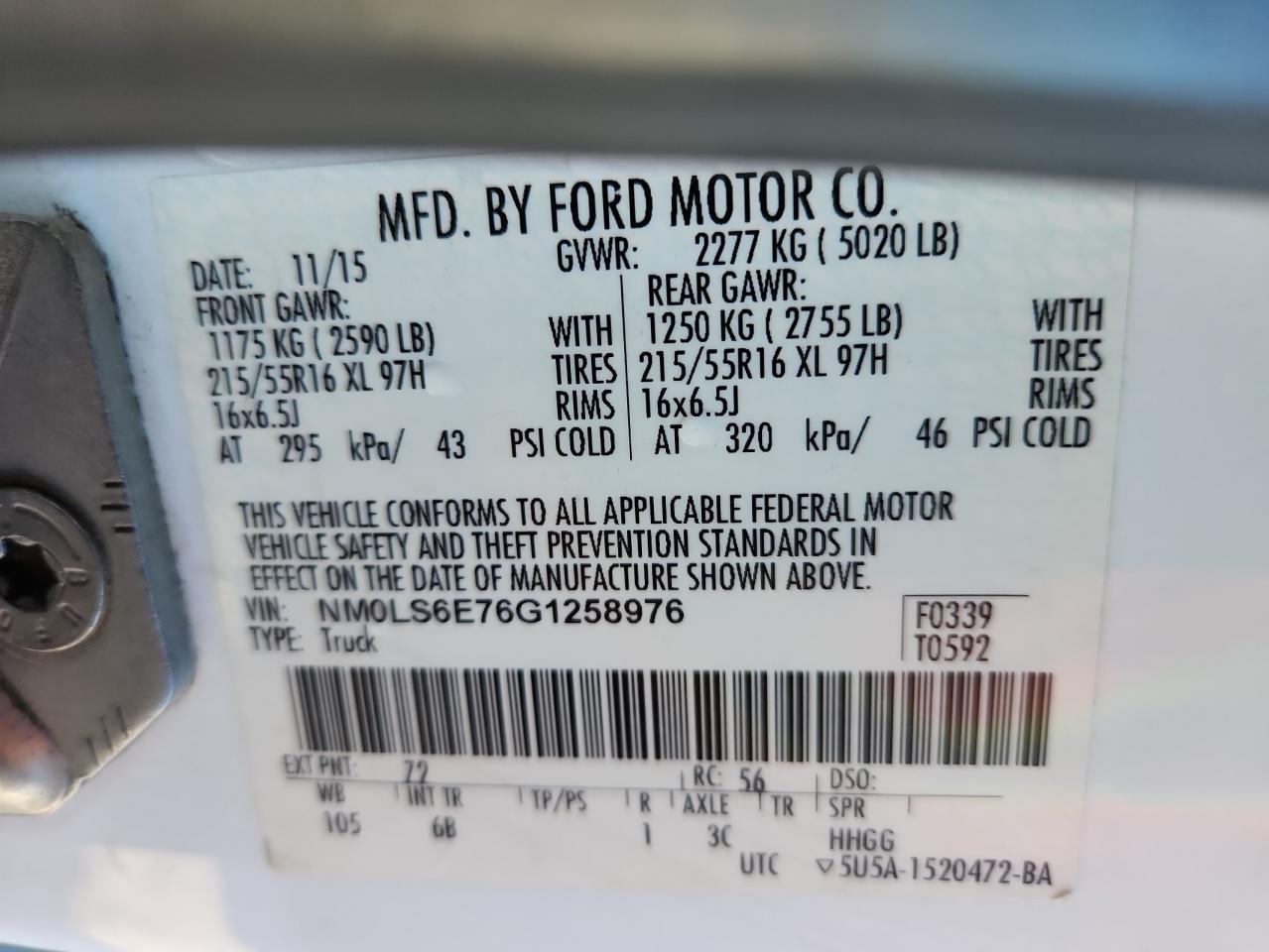 2016 Ford Transit Connect Xl VIN: NM0LS6E76G1258976 Lot: 82117015