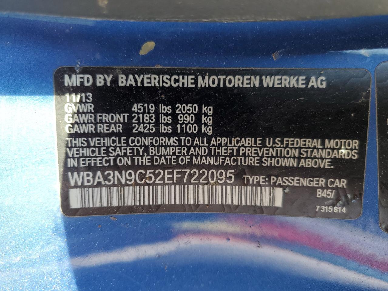 2014 BMW 428 Xi VIN: WBA3N9C52EF722095 Lot: 80079805