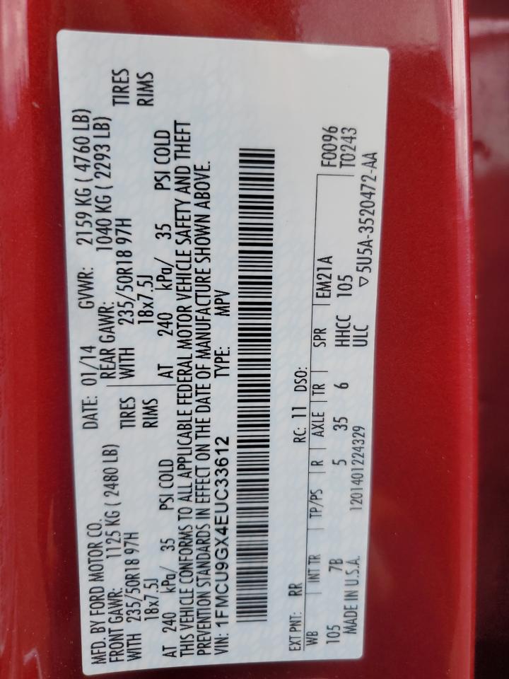 2014 Ford Escape Se VIN: 1FMCU9GX4EUC33612 Lot: 84040525