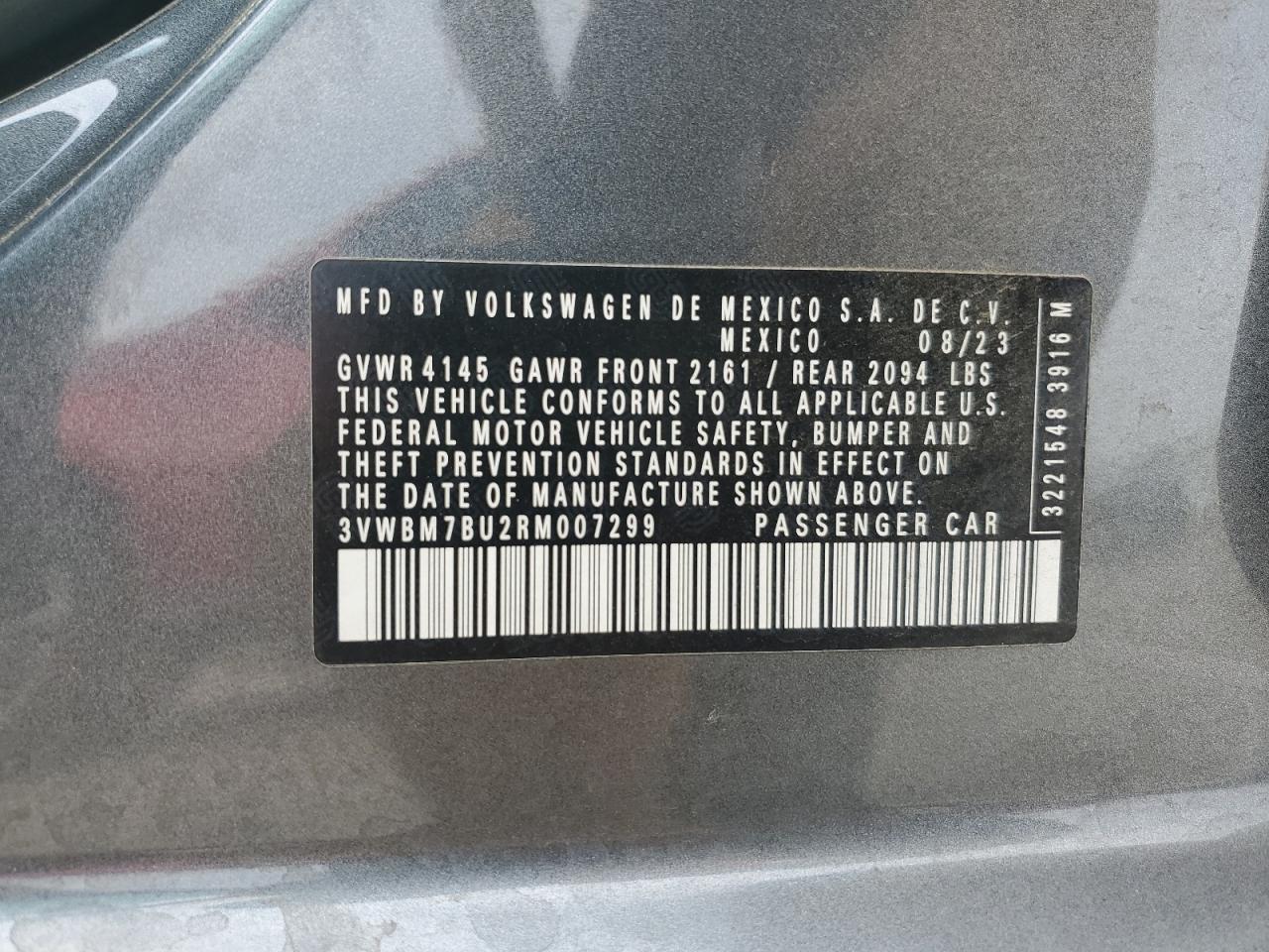 2024 Volkswagen Jetta Sport VIN: 3VWBM7BU2RM007299 Lot: 81901945