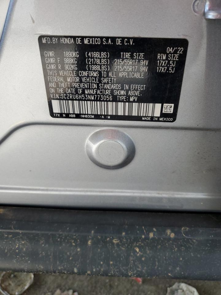 2022 Honda Hr-V Ex VIN: 3CZRU6H53NM773056 Lot: 70989535