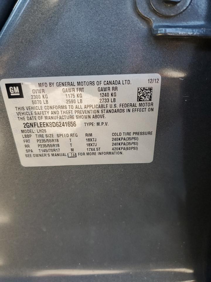 2013 Chevrolet Equinox Lt VIN: 2GNFLEEK8D6241656 Lot: 84725865