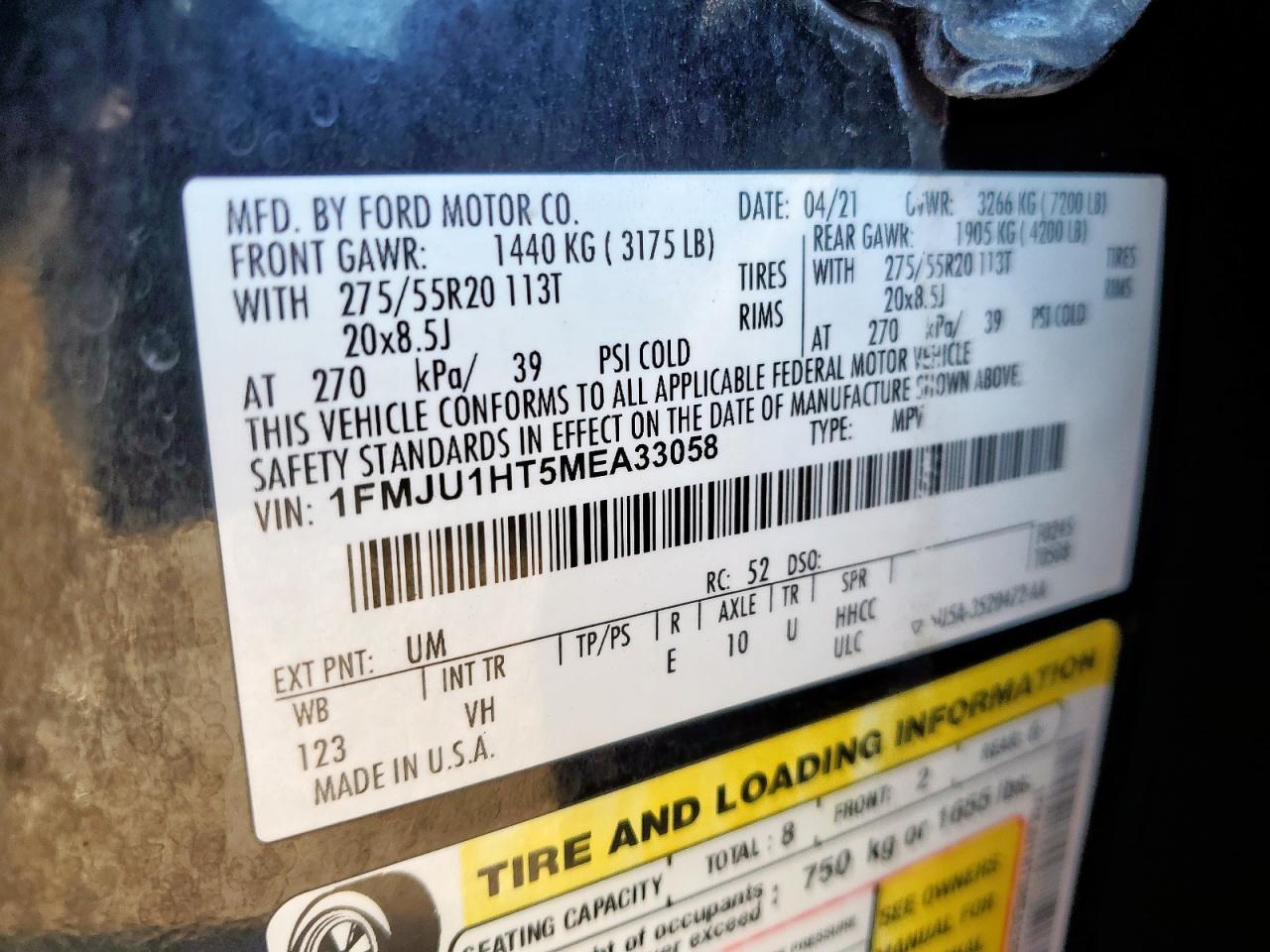 2021 Ford Expedition Xlt VIN: 1FMJU1HT5MEA33058 Lot: 83964935