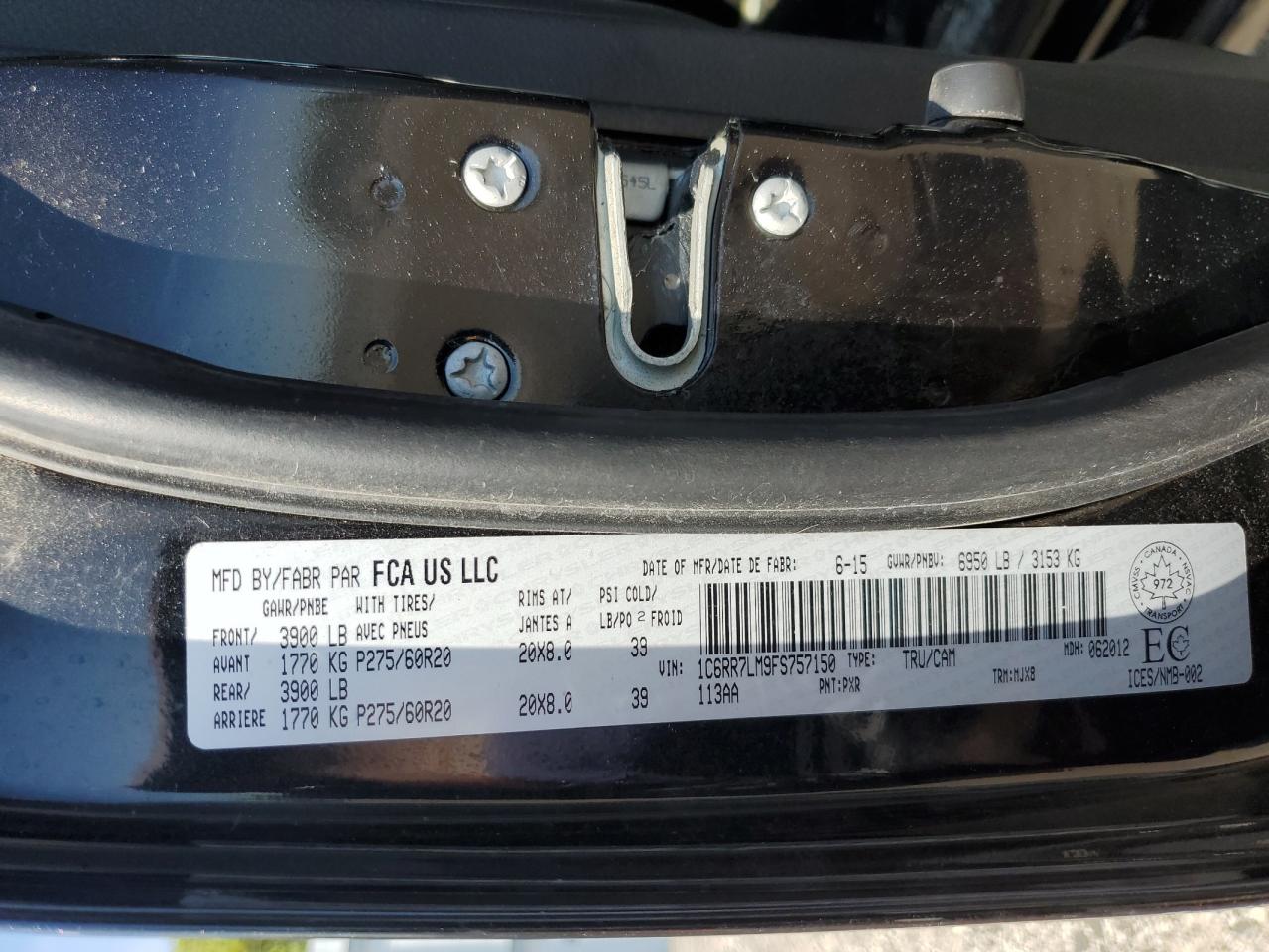 2015 Ram 1500 Slt VIN: 1C6RR7LM9FS757150 Lot: 81410855