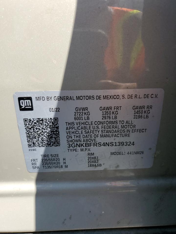 2022 Chevrolet Blazer Premier VIN: 3GNKBFRS4NS139324 Lot: 80828955