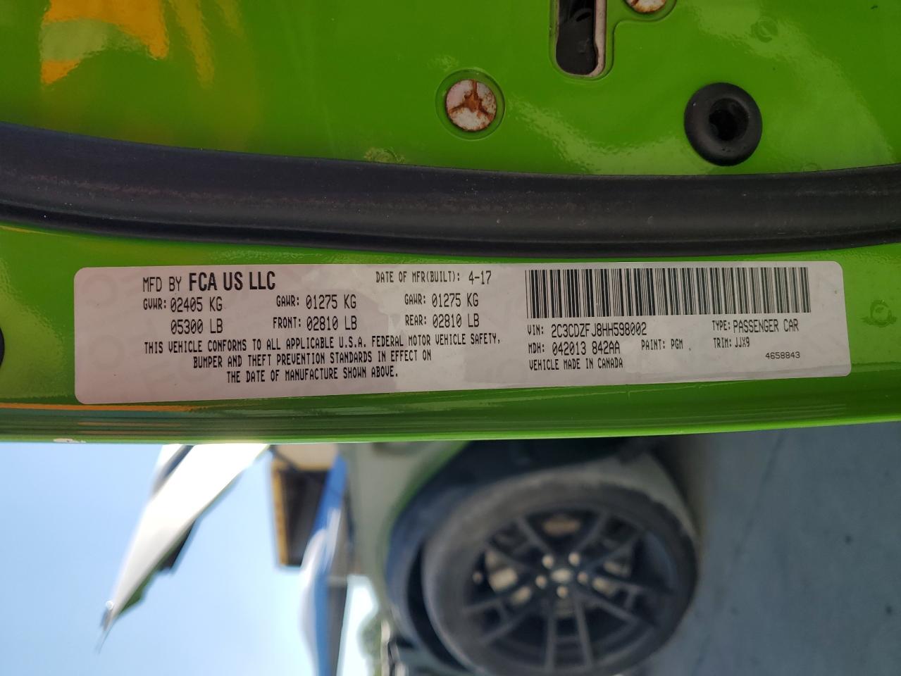 2017 Dodge Challenger R/T 392 VIN: 2C3CDZFJ8HH598002 Lot: 71462785