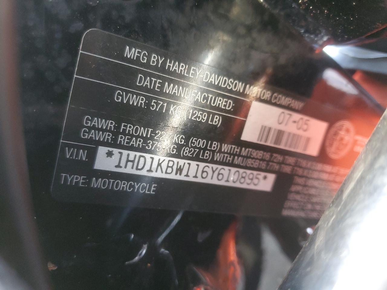 2006 Harley-Davidson Flhxi VIN: 1HD1KBW116Y610895 Lot: 83805045