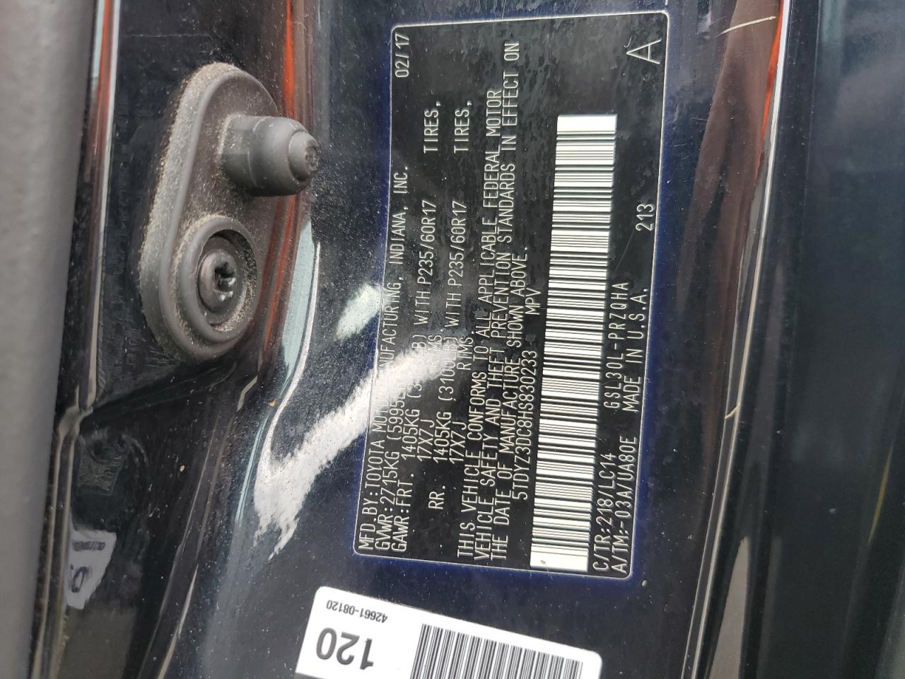 2017 Toyota Sienna Xle VIN: 5TDYZ3DC8HS830233 Lot: 84717775