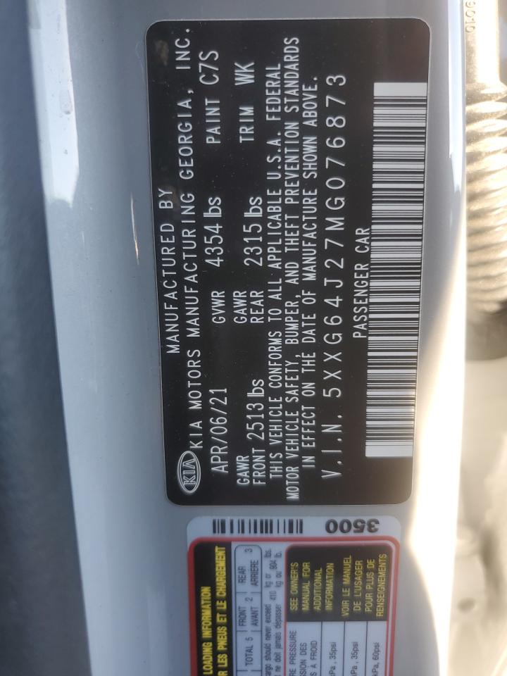 2021 Kia K5 Gt Line VIN: 5XXG64J27MG076873 Lot: 84023275