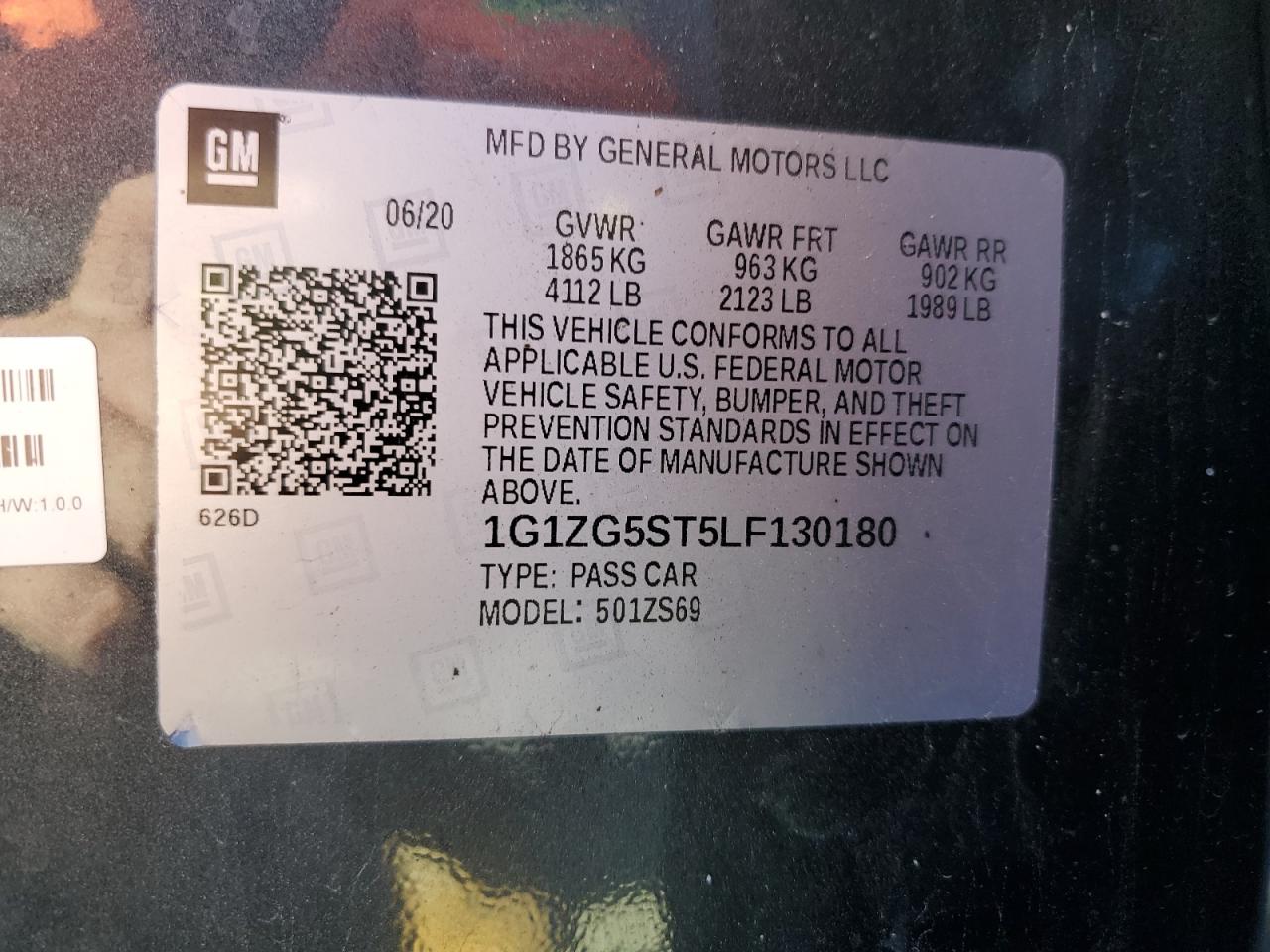 2020 Chevrolet Malibu Rs VIN: 1G1ZG5ST5LF130180 Lot: 82135775