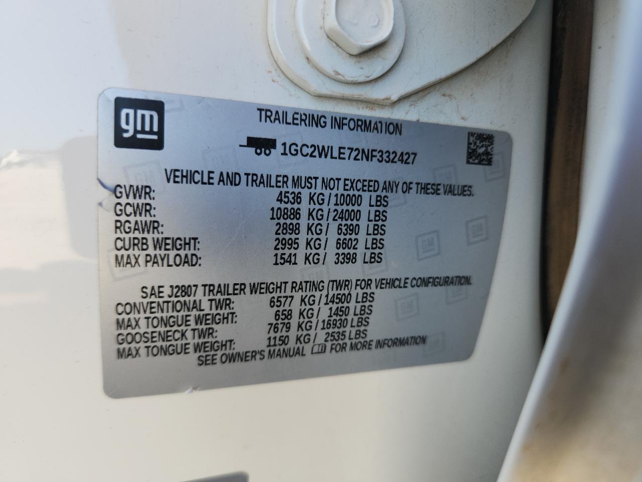 2022 Chevrolet Silverado C2500 Heavy Duty VIN: 1GC2WLE72NF332427 Lot: 80294605