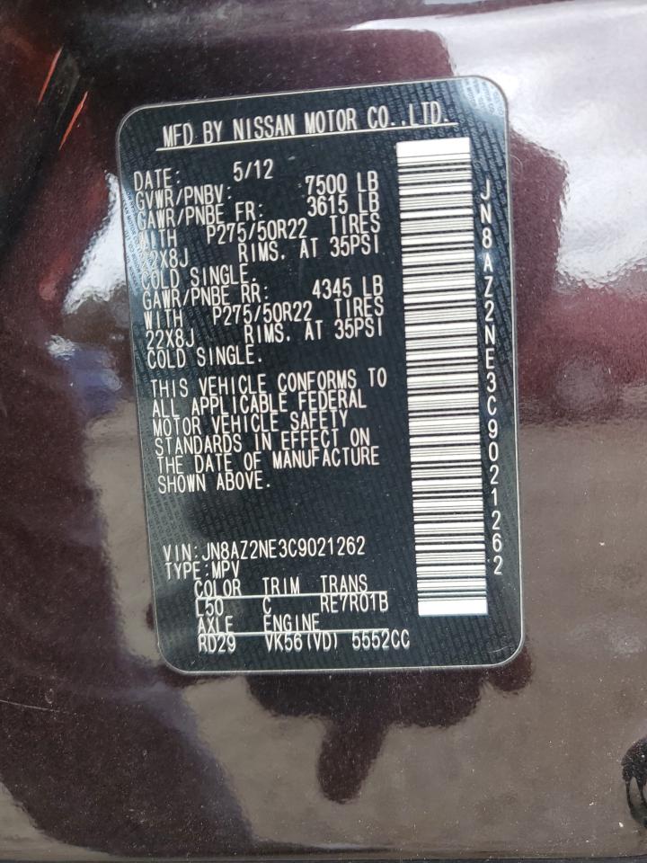 2012 Infiniti Qx56 VIN: JN8AZ2NE3C9021262 Lot: 80956015