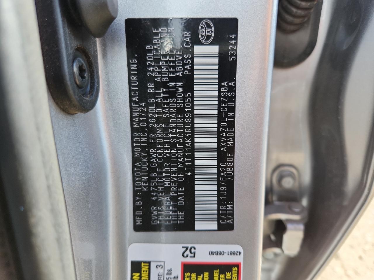 2024 Toyota Camry Se Night Shade VIN: 4T1T11AK4RU891055 Lot: 80201775