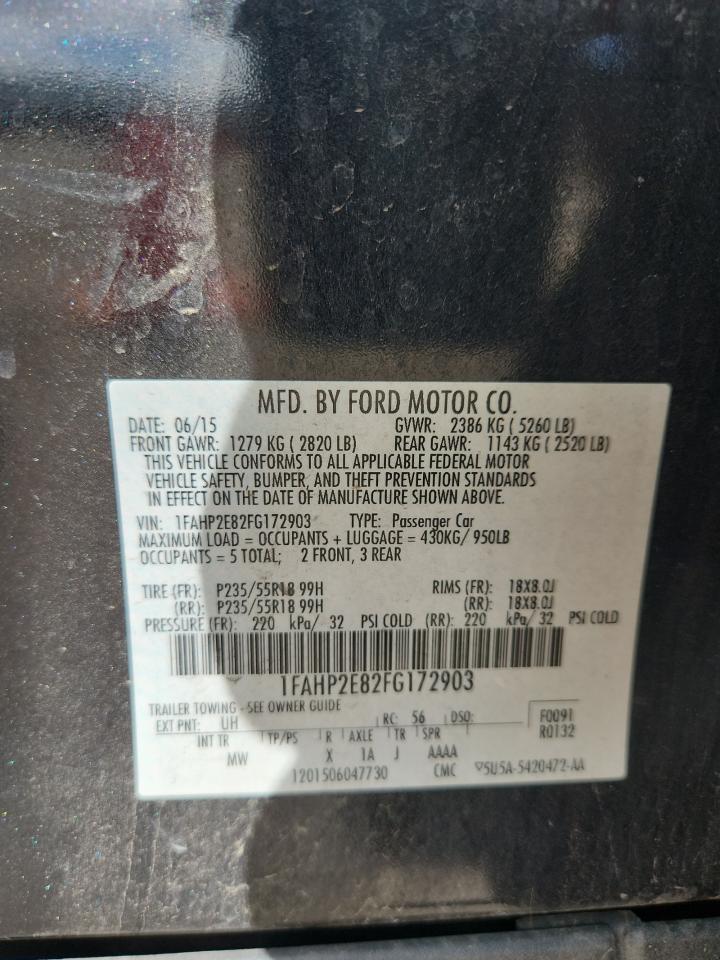 2015 Ford Taurus Sel VIN: 1FAHP2E82FG172903 Lot: 81732795